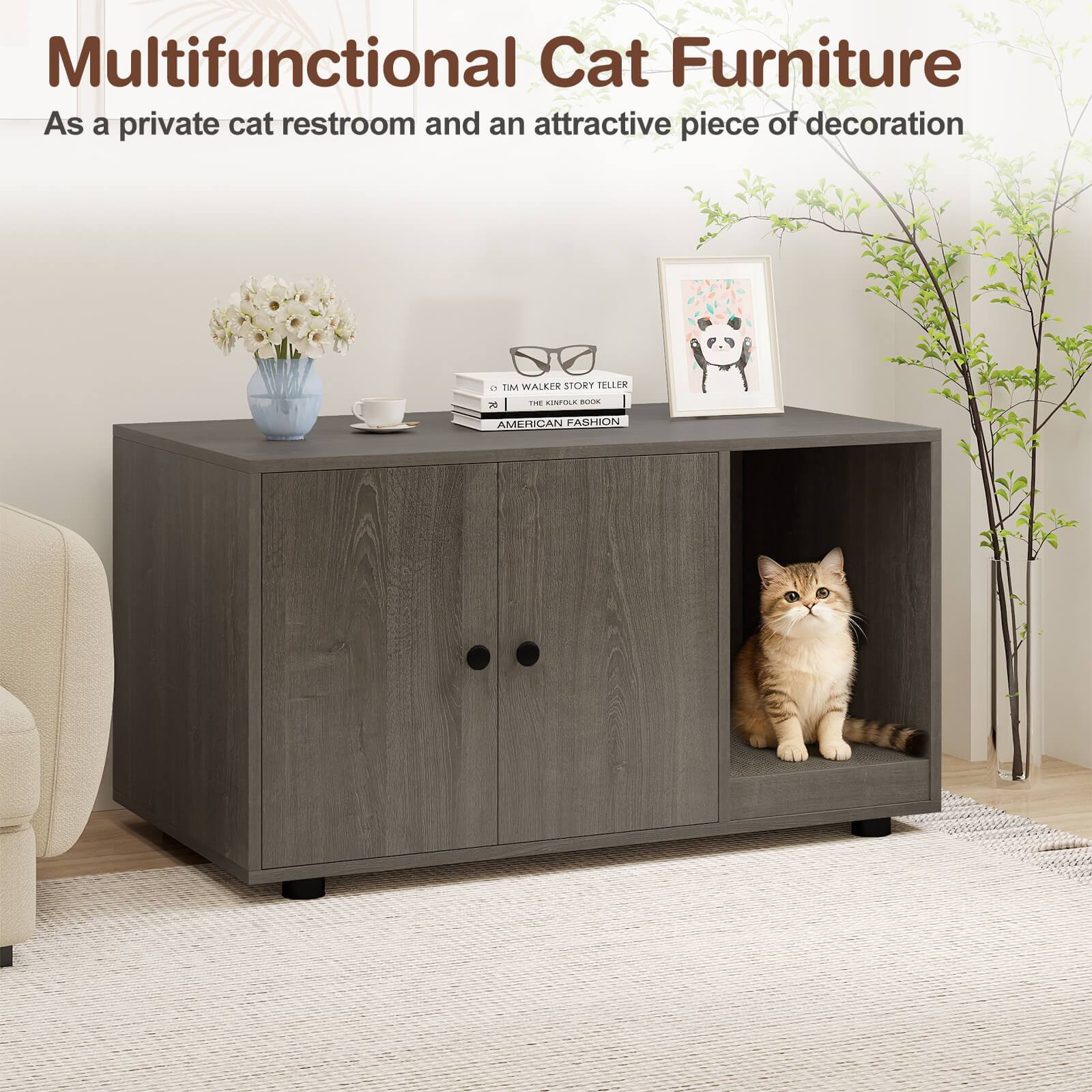Multifunctional Cat Furniture  
As a private cat restroom and an attractive piece of decoration