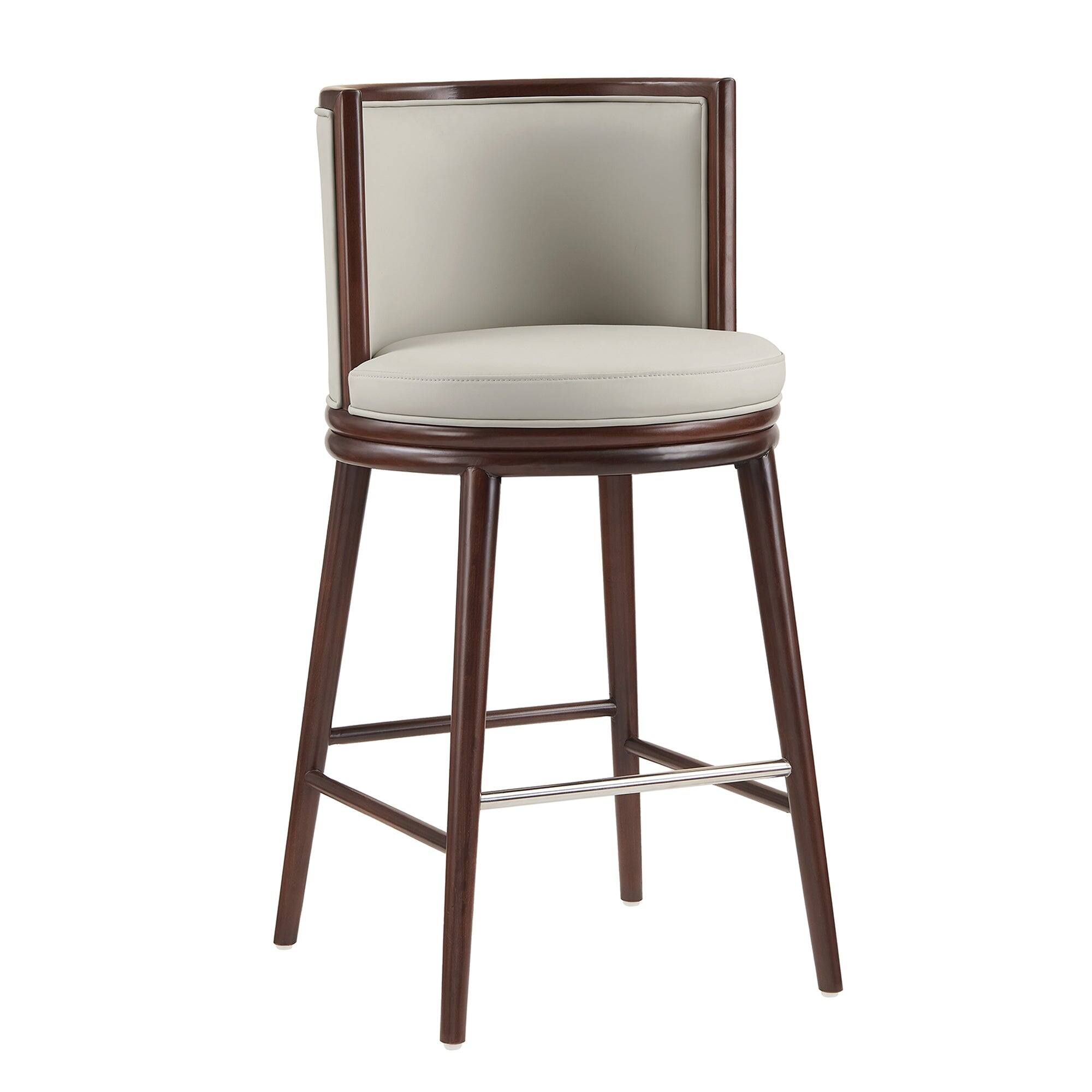Alt View 2. Manhattan Comfort - Evalyn Modern Wood Upholstered Barstool - Stone.