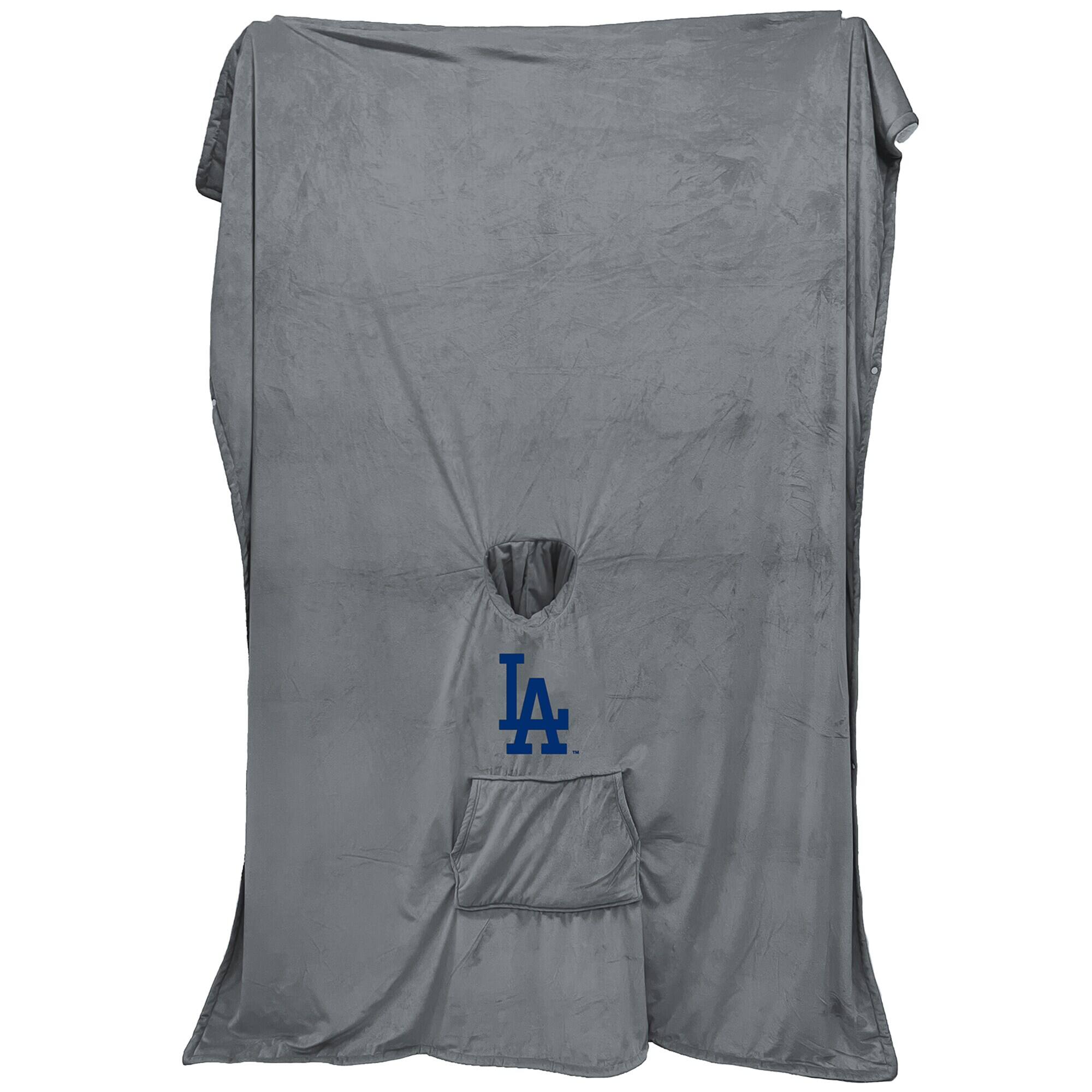 Alt View 2. Pegasus - Los Angeles Dodgers 60" x 80" Logo Patch Team Color Bloncho with Sherpa - Multicolor.