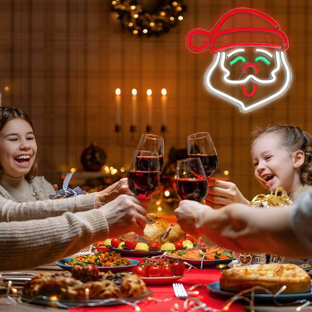 Back. PARKER SLATER - Santa Claus Neon Sign, USB LED Acrylic Christmas Light with Switch for Wall Decor & Parties - Santa Claus.