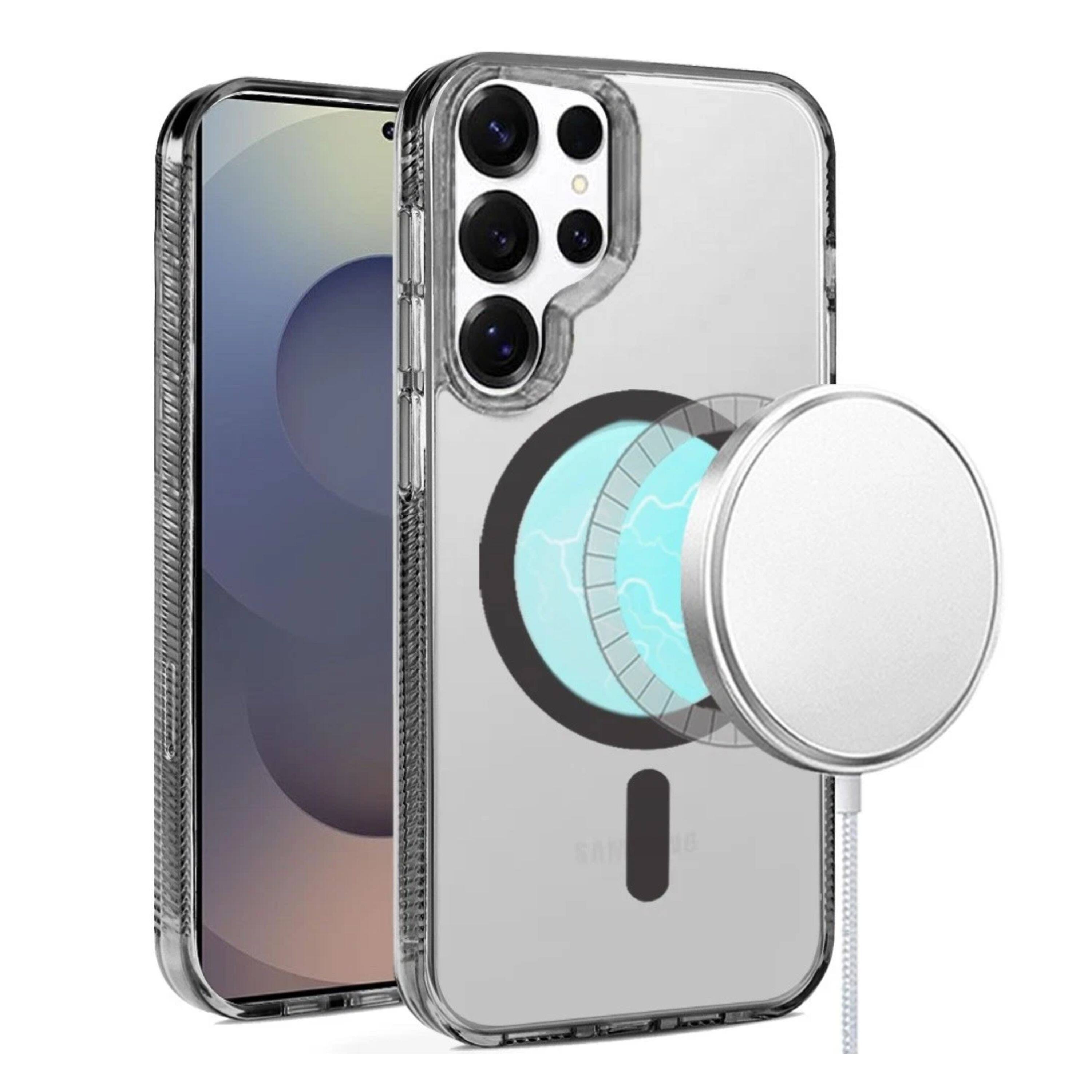 Angle. Kitcheniva - Hybrid Grip Sides Magnetic Circle Phone Case With Tempered Glass For Samsung Galaxy S26 Ultra Black - Black.