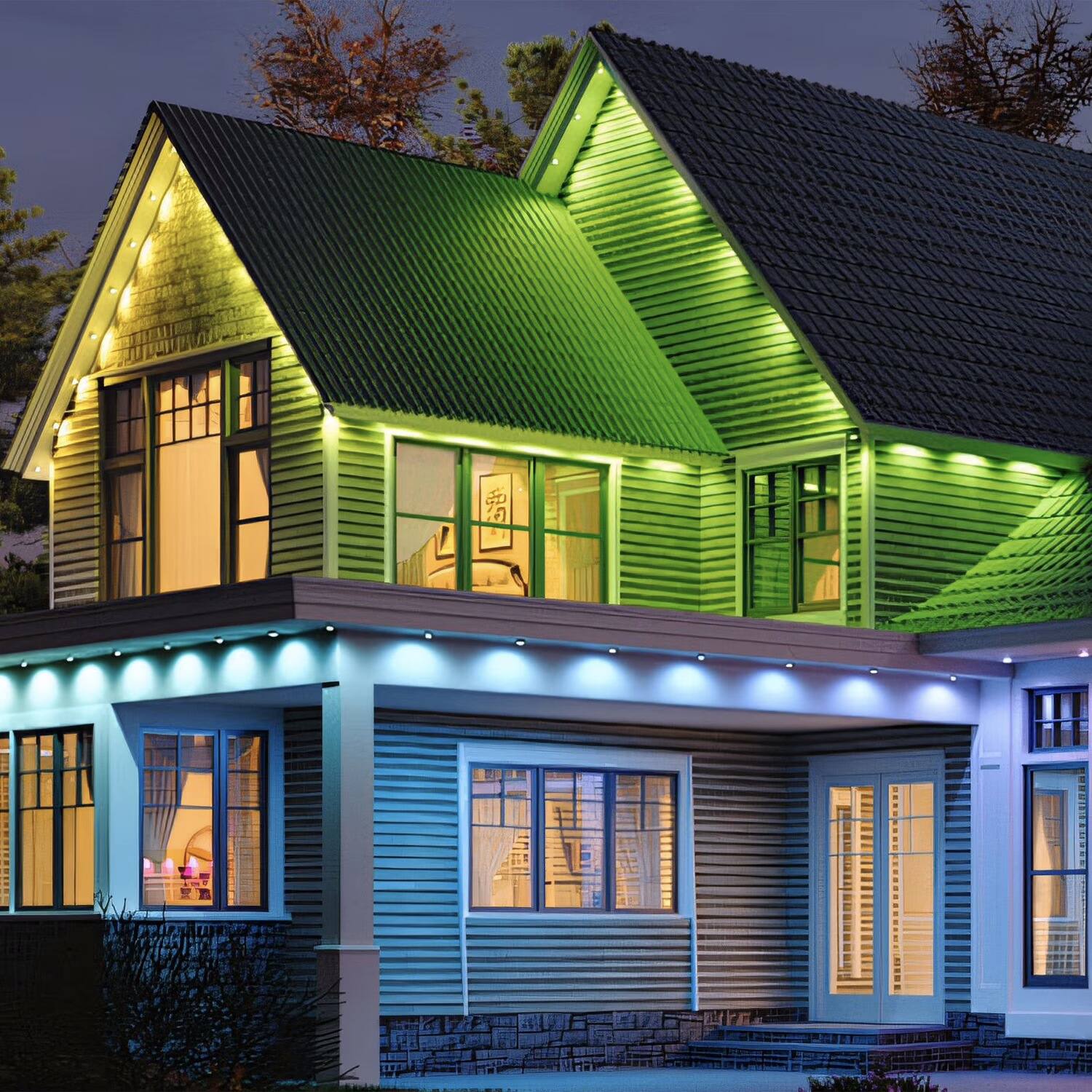 Alt View 2. DAYBETTER - Smart Permanent Outdoor Lights, RGB+IC Eave Outdoor Lights,IP67,with App/Remote Control Eaves Light - RGB+IC.