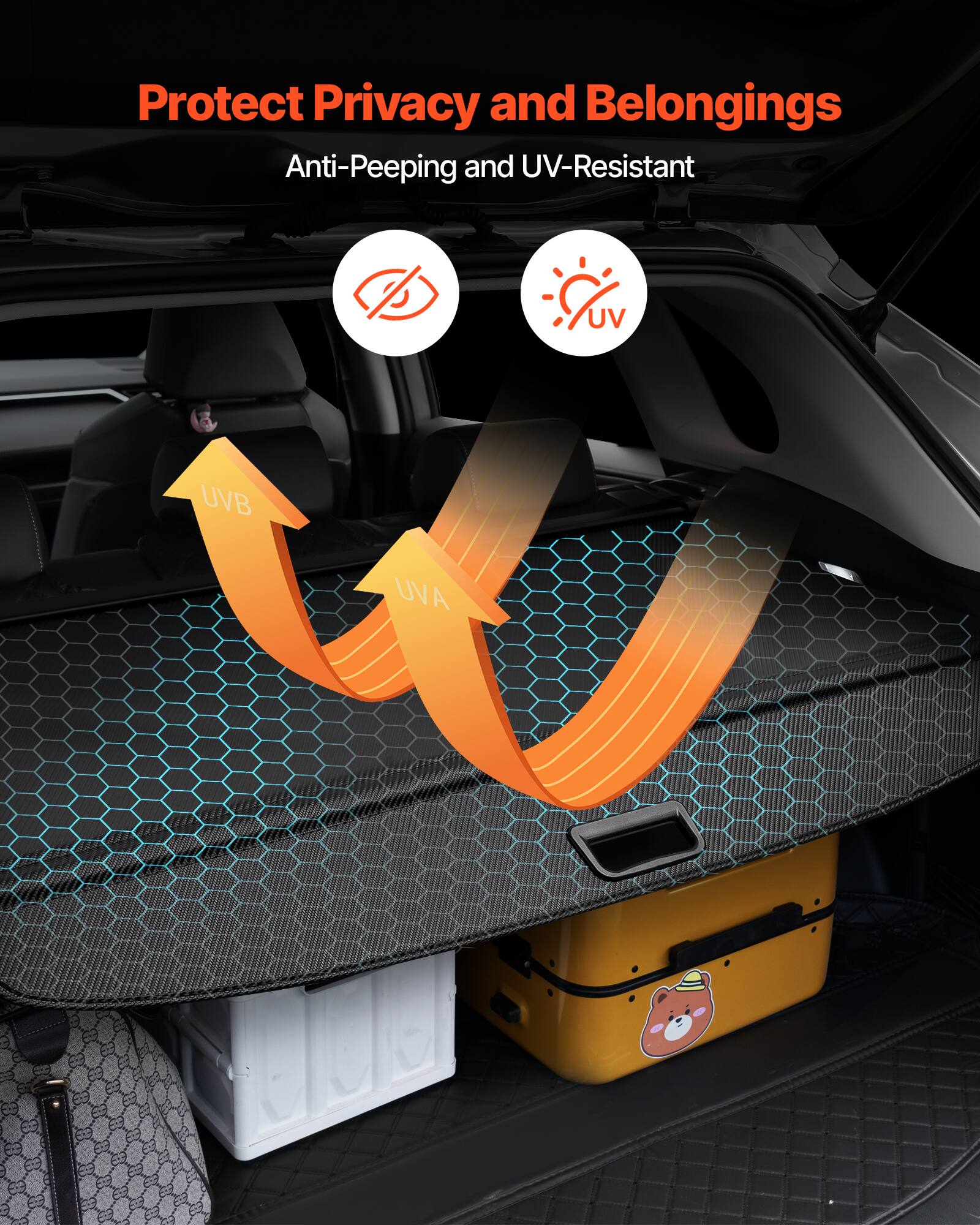 Protect Privacy and Belongings  
Anti-Peeping and UV-Resistant  
UVB UVA