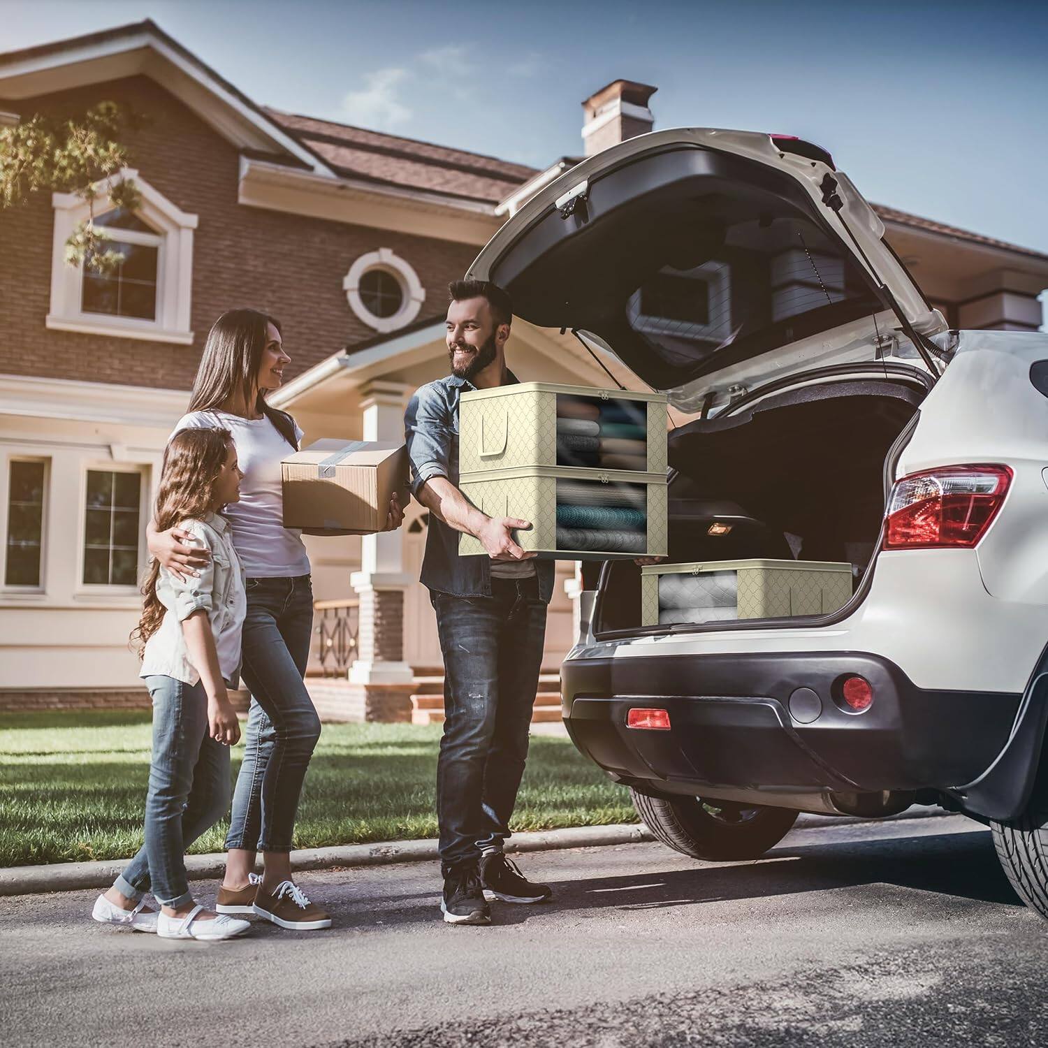 Alt View 3. Sorbus - Sorbus 1-Pc Medium Clothes Storage Bags - Foldable Blanket Storage Bins for Organizing Bedroom, Closet, Clothing - Beige.