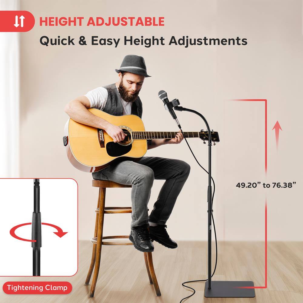 HEIGHT ADJUSTABLE  
Quick & Easy Height Adjustments  

49.20" to 76.38"  

Tightening Clamp
