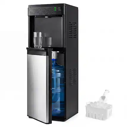 Front. Costway - Costway 3 in 1 Bottom Loading Water Cooler for 5 Gal Bottle, Hot & Cold Water Dispenser - Black.