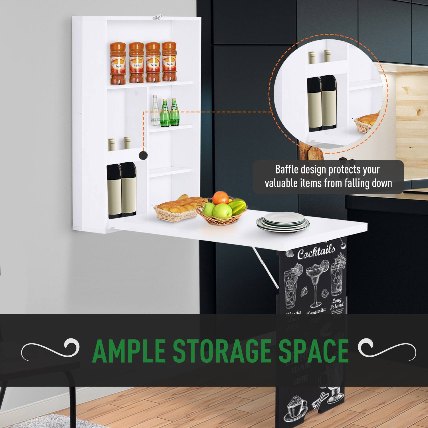 Cocktails, Long Island, Gin and Angost, AMPLE STORAGE SPACE, Baffle design protects your valuable items from falling down, Coffee