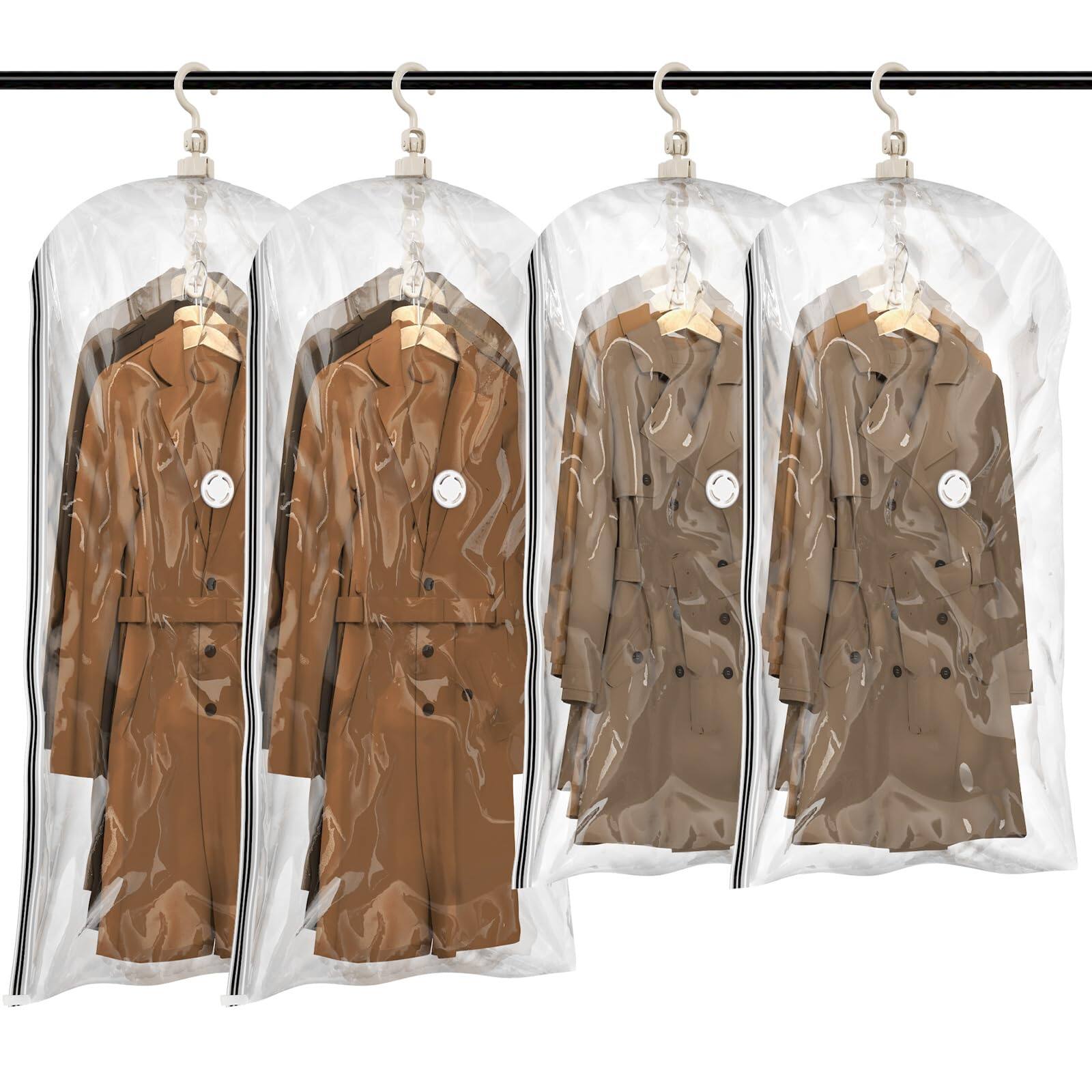 NICHOLAS KLEIN - Hanging Vacuum Storage Sealer Bags Space Saver Bag For Clothing Suits And Jackets Closet Organizers - Clear 4 Combo