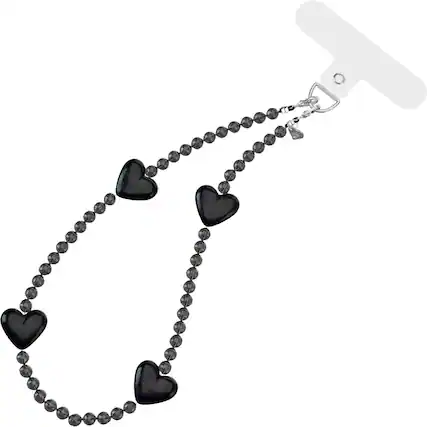 Front. VELVET CAVIAR - Phone Charm Wristlet - Black Heart.