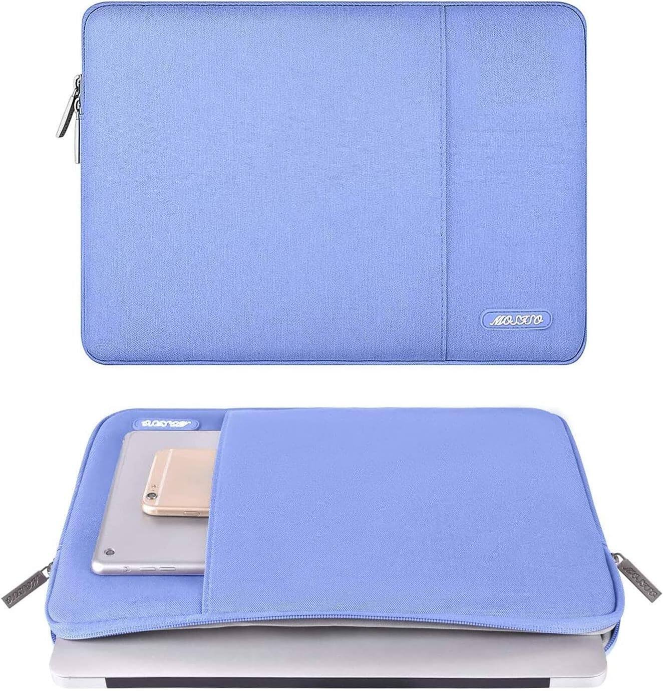 Angle. mosiso - Laptop Case 13-13.3 inch Laptop Sleeve Fit with MacBook Air/Pro 13/Pro 14  HP Dell ASUS Lenovo  Sleeve Bag with Pocket - Slate Blue.