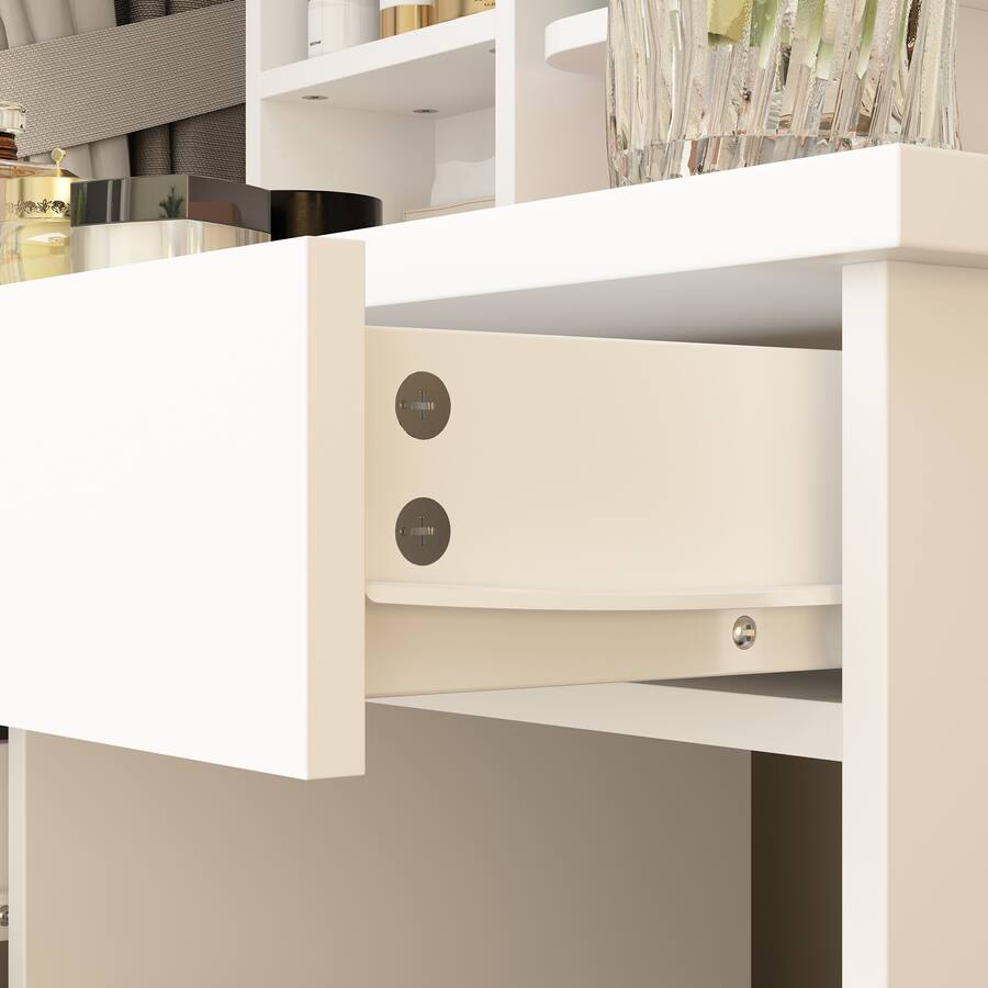 Famapy Vanity Table with Stool: Organized Beauty Station for Your Daily ...