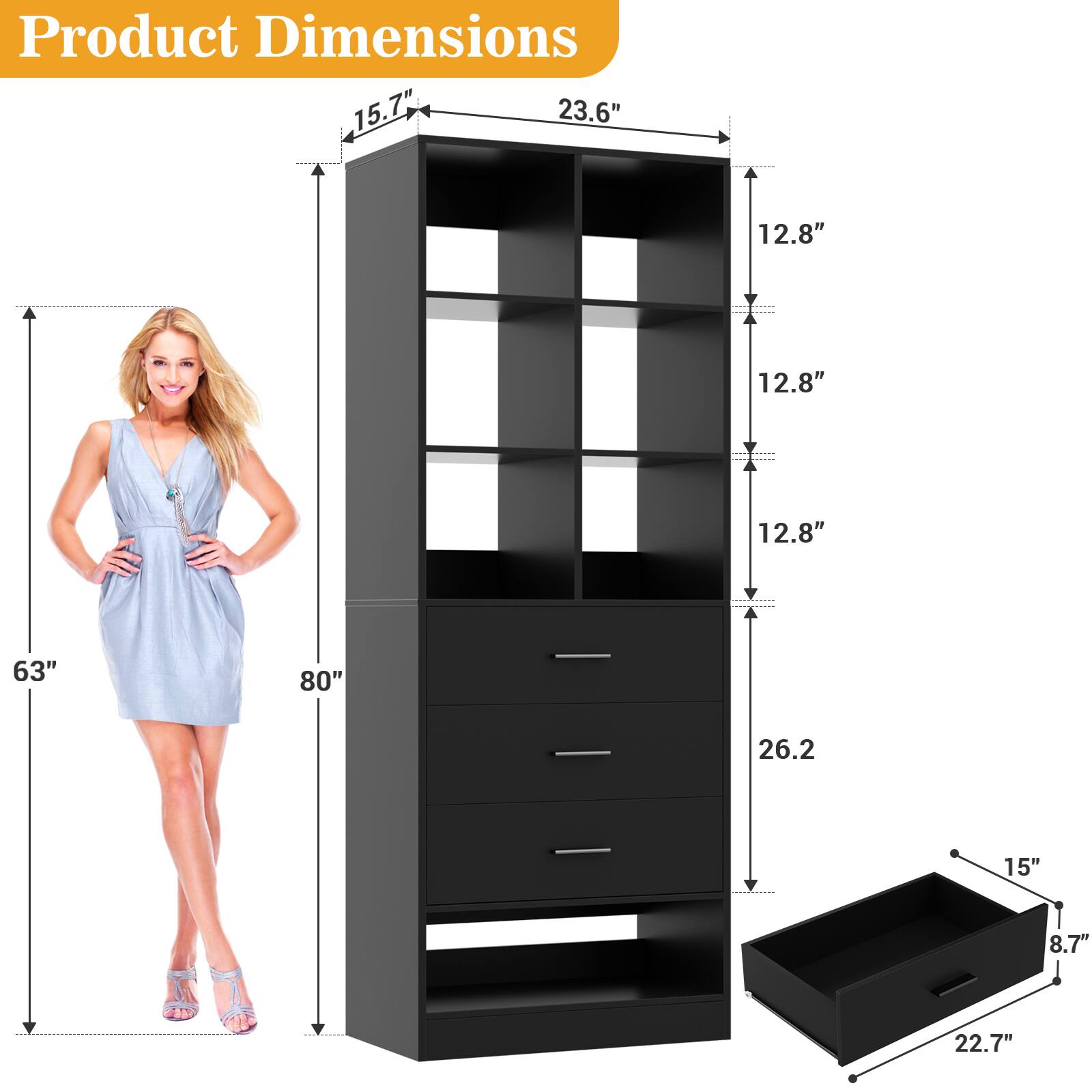 Product Dimensions: 15.7" x 23.6" x 12.8" x 12.8" x 12.8" x 63" x 80" x 26.2" x 15" x 8.7" x 22.7"