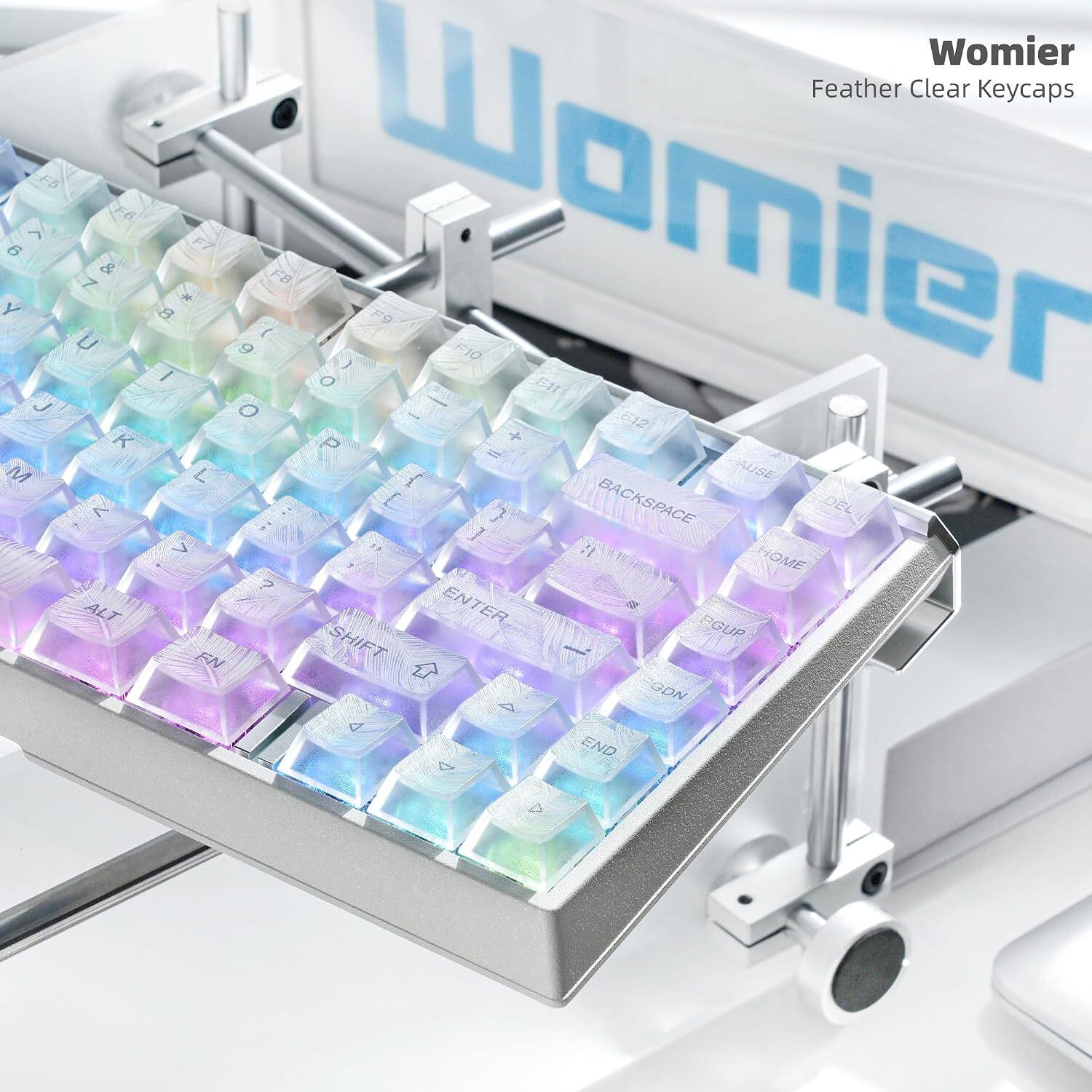 Womier Feather Clear Keycaps

F5 Womier F6 ^ F7 6 & F8 7 * F9 ( U 9 F10 ) / O E11 J O E12 K P M L A USE < ] BACKSPACE DEL > | HOME ? ALT ENTER PGUP FN SHIFT EGDN END