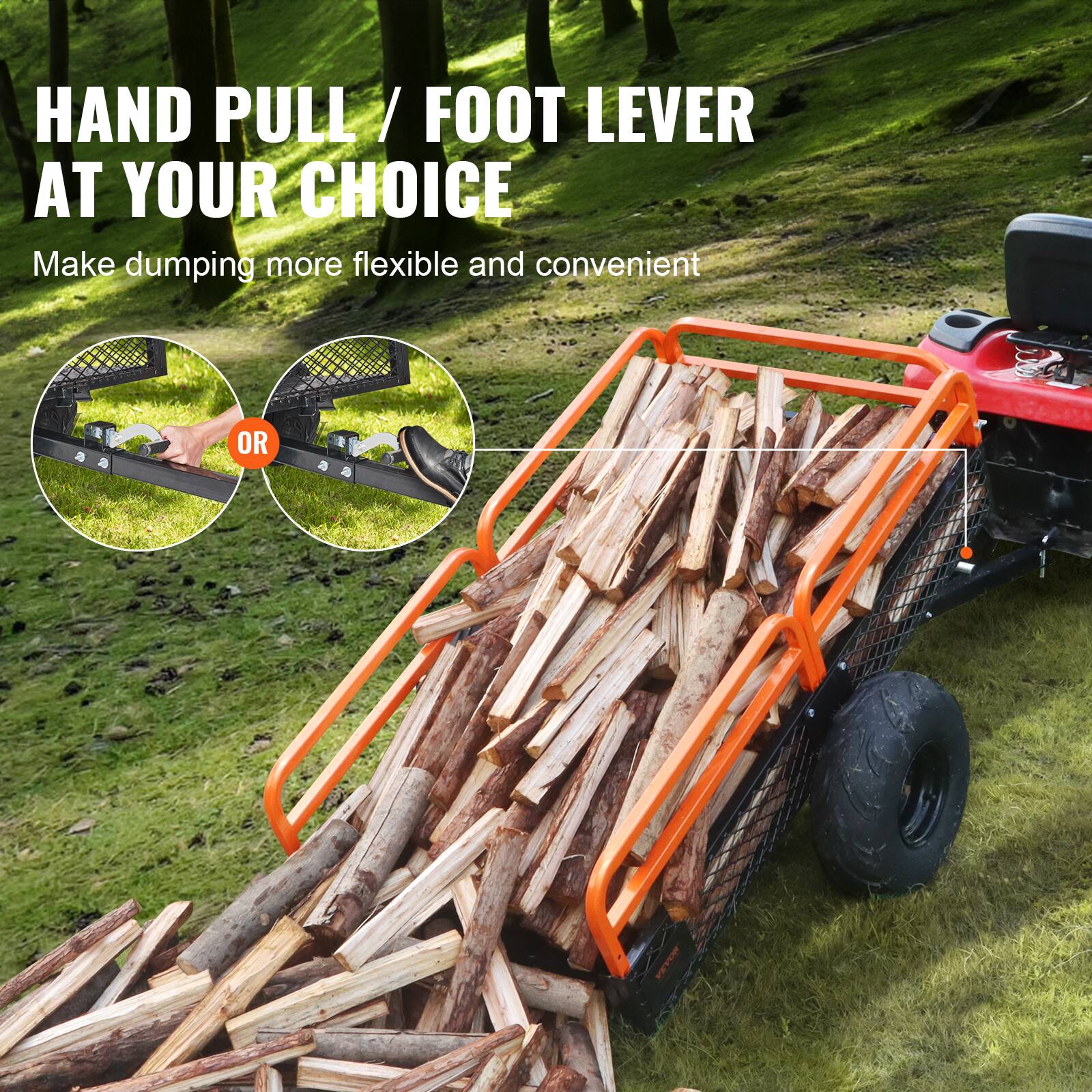 HAND PULL / FOOT LEVER AT YOUR CHOICE Make dumping more flexible and convenient OR