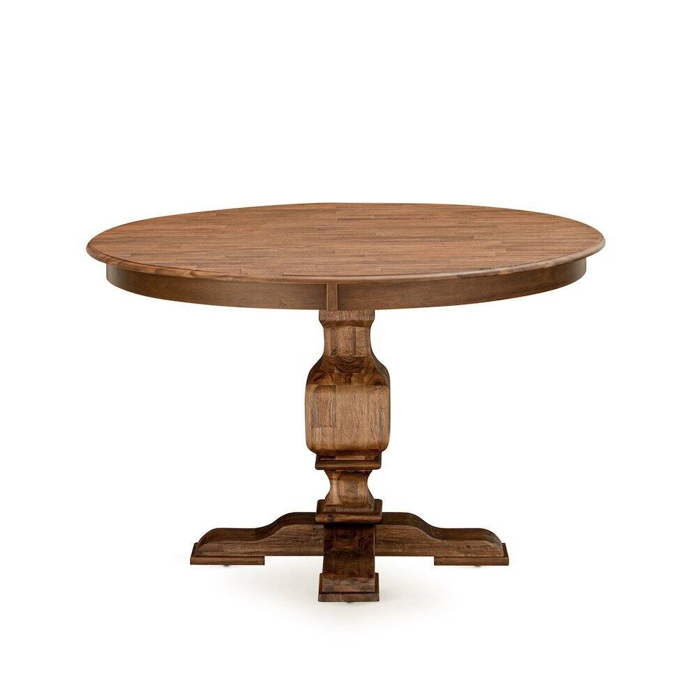Angle. FurniFact - Rustic Round Dining Table - Multi-Color.