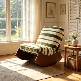 Loheer - Glider Rocking Chair Solid Wood Frame Accent Reading Chair - Green