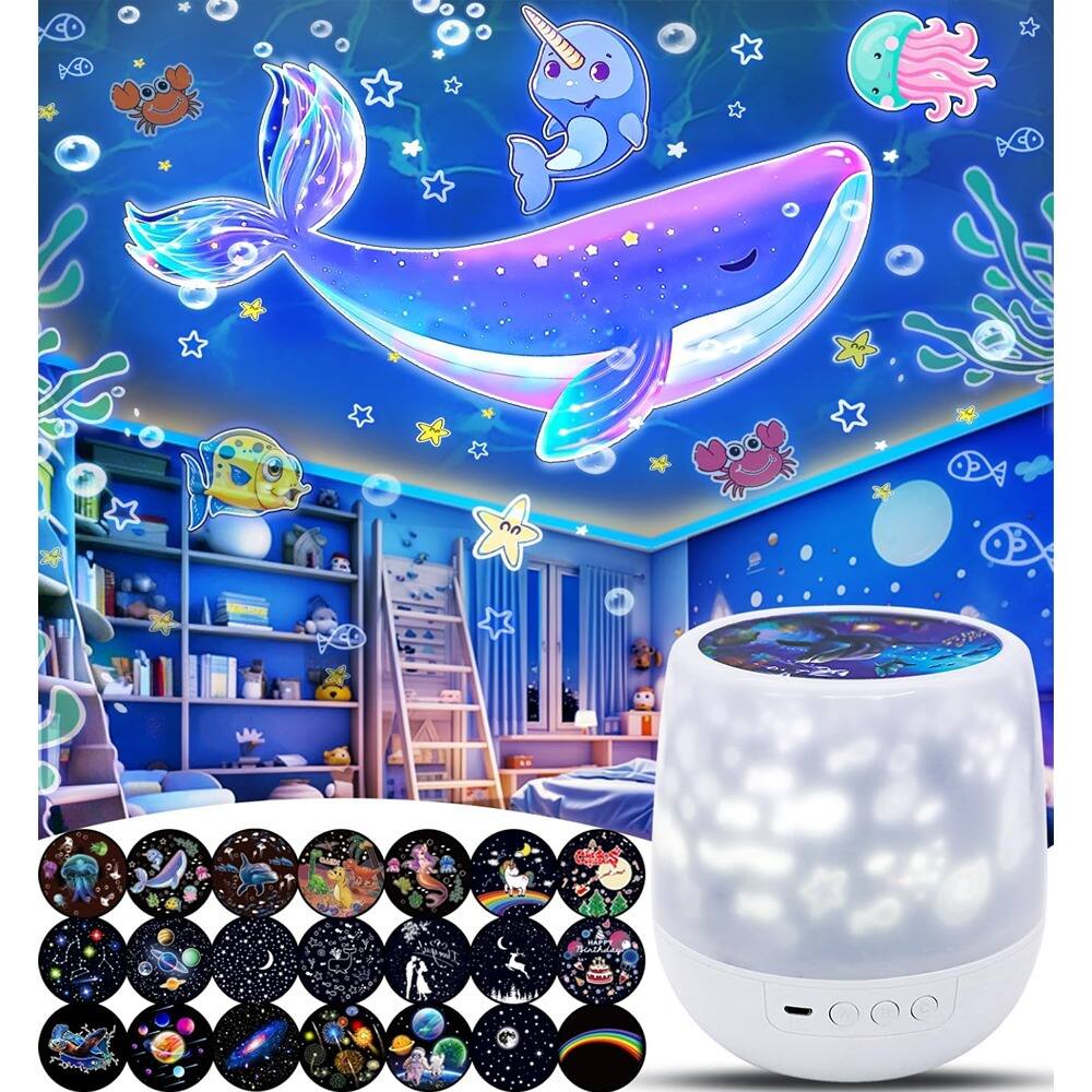 ACJPR - Kids Star Projector Night Light – 21 Film Sets, 360° Rotating, Dimmable Ceiling Light