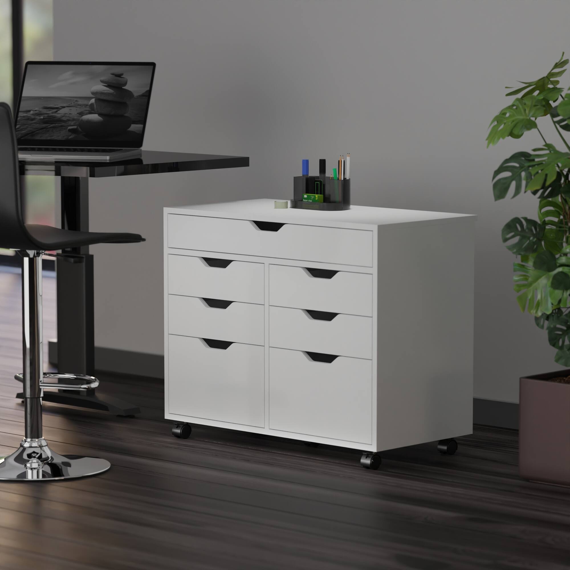 Alt View 10. Winsome Wood - Halifax 5-Drawer Mulit-Storage Mobile Cabinet - White.