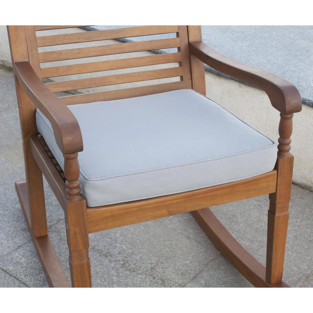 Alt View 3. Northbeam - Nantucket Rocking Chair, Natural Colour Stain With Grey Cushion - Brown.