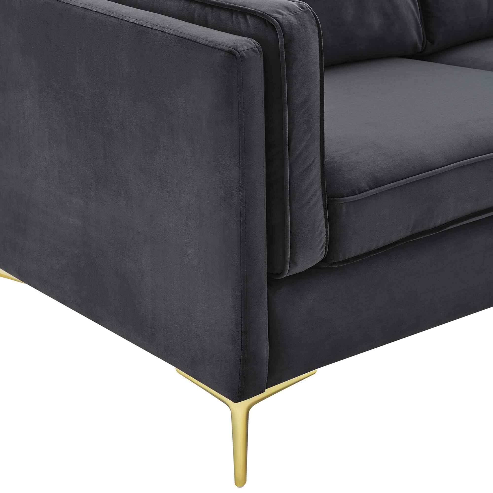 Alt View 6. Modway - Kaiya Performance Velvet Sofa by Modway - Charcoal.