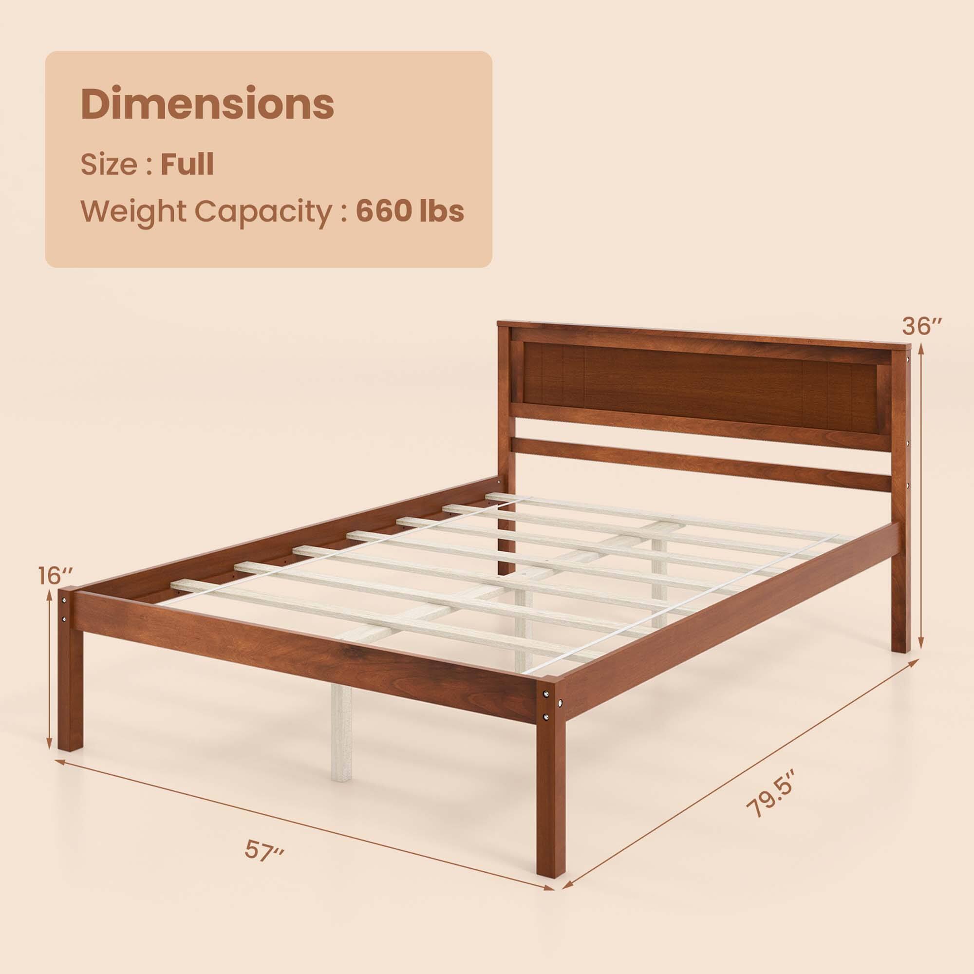 Dimensions: Size - Full, Weight Capacity - 660 lbs, 36" x 16" x 57" x 79.5".