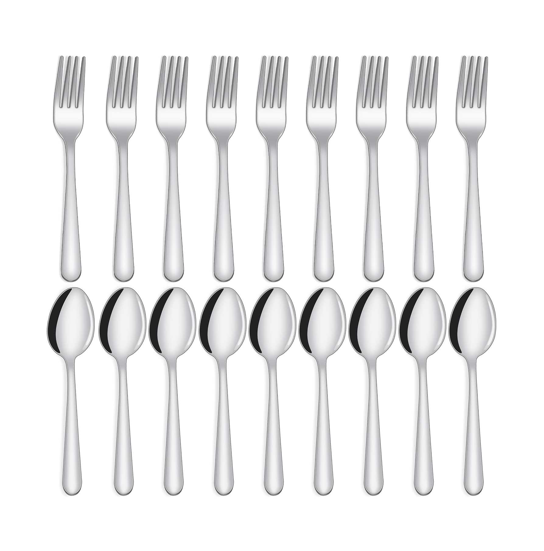 Dazzed Corner - 24-piece Forks and Spoons Silverware Set, Food Grade Stainless Steel Flatware Cutlery Set - Silver