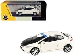 2007 Honda Civic Type R FN2 Championship Hood 1/64 Diecast Model Car by Paragon Models - White With Carbon