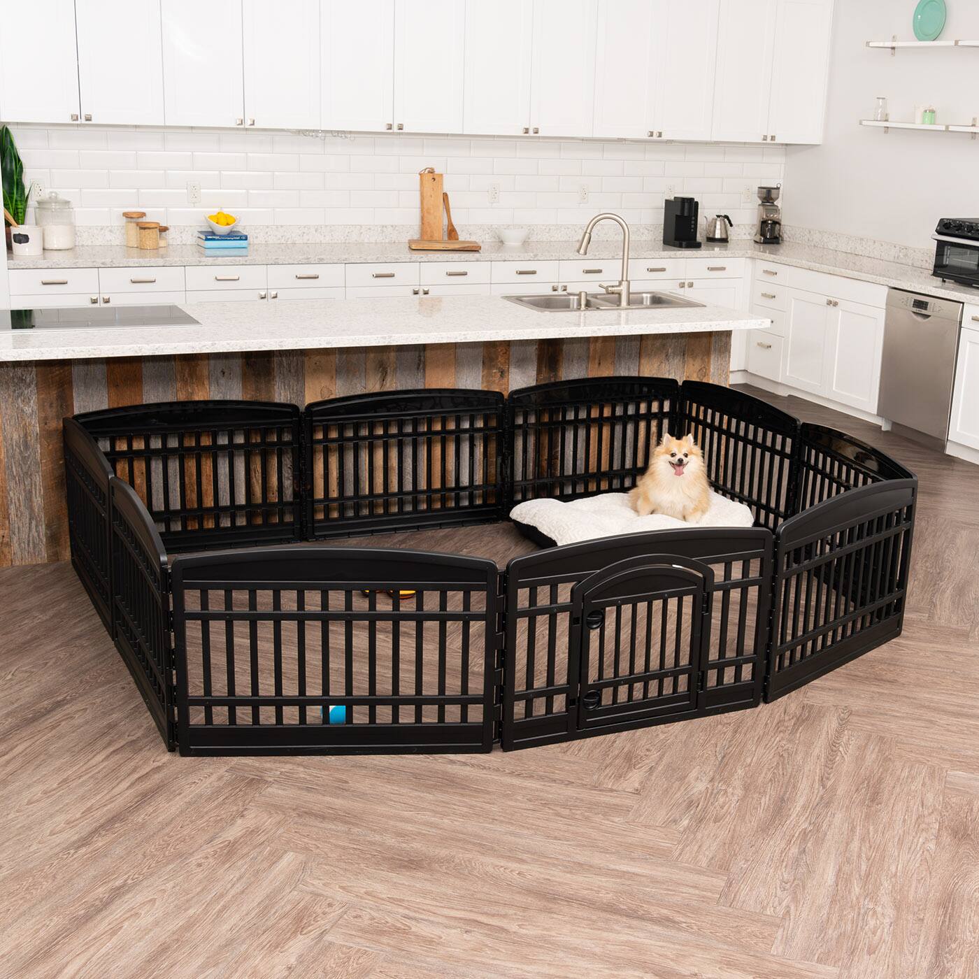Alt View 4. IRIS USA - IRIS 4-10 Panel 24/34"H Folding Exercise Enclosure Plastic Pet Playpen with Door.
