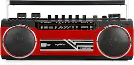 THIRSTY TURTLE - Retro Cassette Boombox w/ Bluetooth, USB/SD Playback, Red