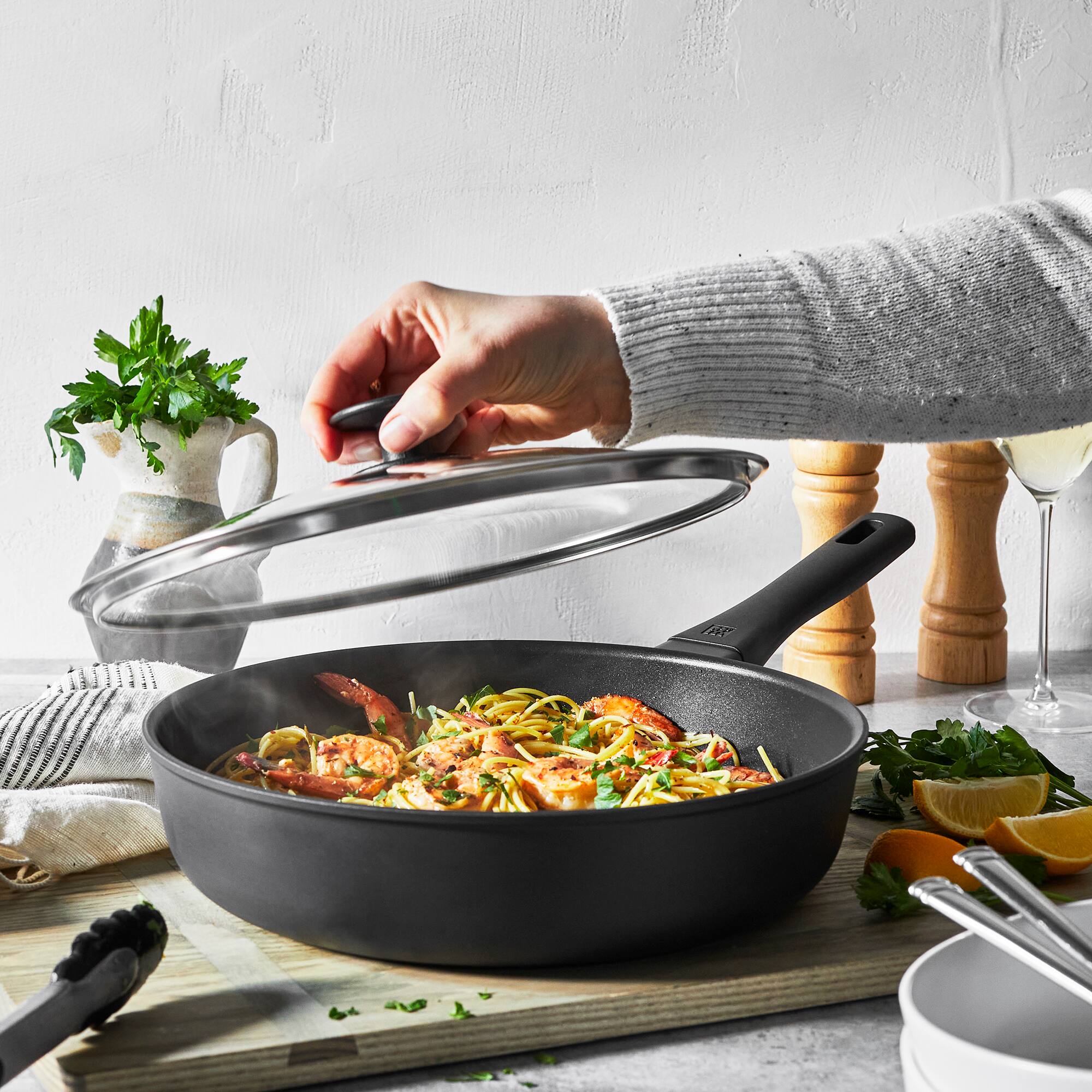 Alt View 1. ZWILLING - ZWILLING Madura Plus Forged 4-qt Aluminum Nonstick Saute Pan with Lid - Black.