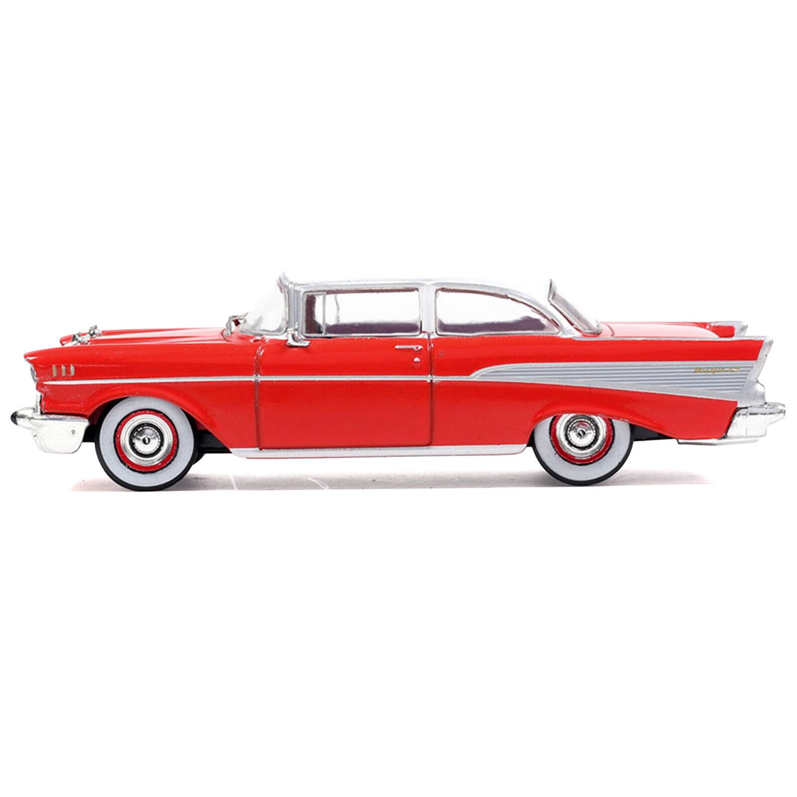 Alt View 2. IXO - 1957 Chevrolet Bel Air Red with White Top and Red Interior 1/64 Diecast Model by IXO Models.