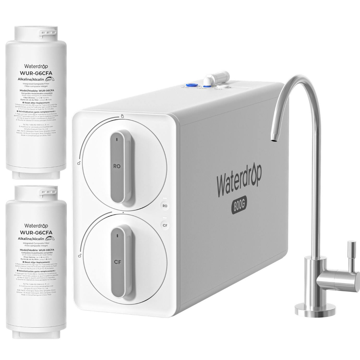Waterdrop WUR-G6CFA Alkaline/Alcalin Fital Fibe nirget Model/Modle: WUR-06CFA

Dunny Spart
- Replacement

Waterdrop WUR-G6CFA Alkaline/Alcalin intograted Composite now Fibe composte  Model/Modele: W 06CFA Concurite HaldWoom Durie  Been After ight

o o
I RO I CF
RO CF

Waterchop 800G
2
Valanglos
DAI
