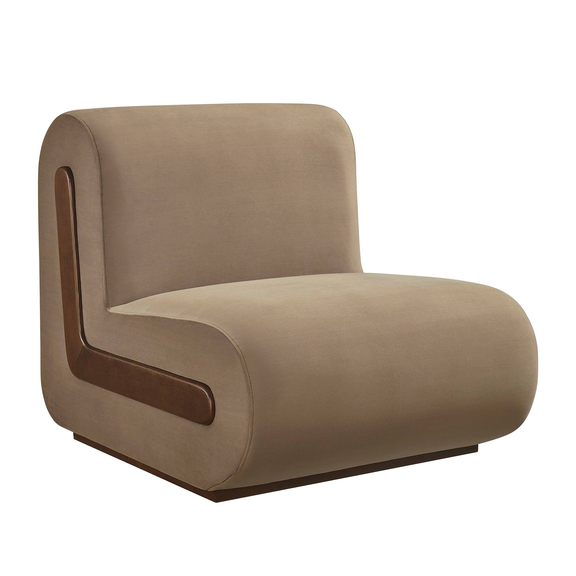 Angle. Modway - Denby Performance Velvet Accent Chair by Modway - Taupe.