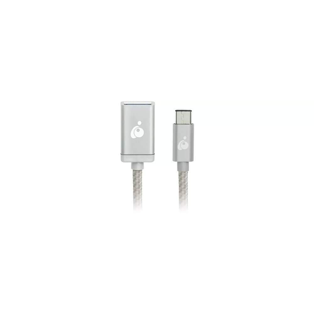 Front. IOGEAR - Charge & Sync USB-C™ to USB Type-A Adapter - Silver.