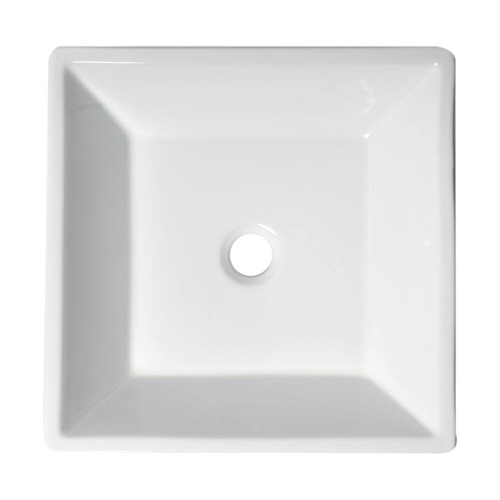 Alt View 1. Alfi - White 17" Square Above Mount Ceramic Sink - White.
