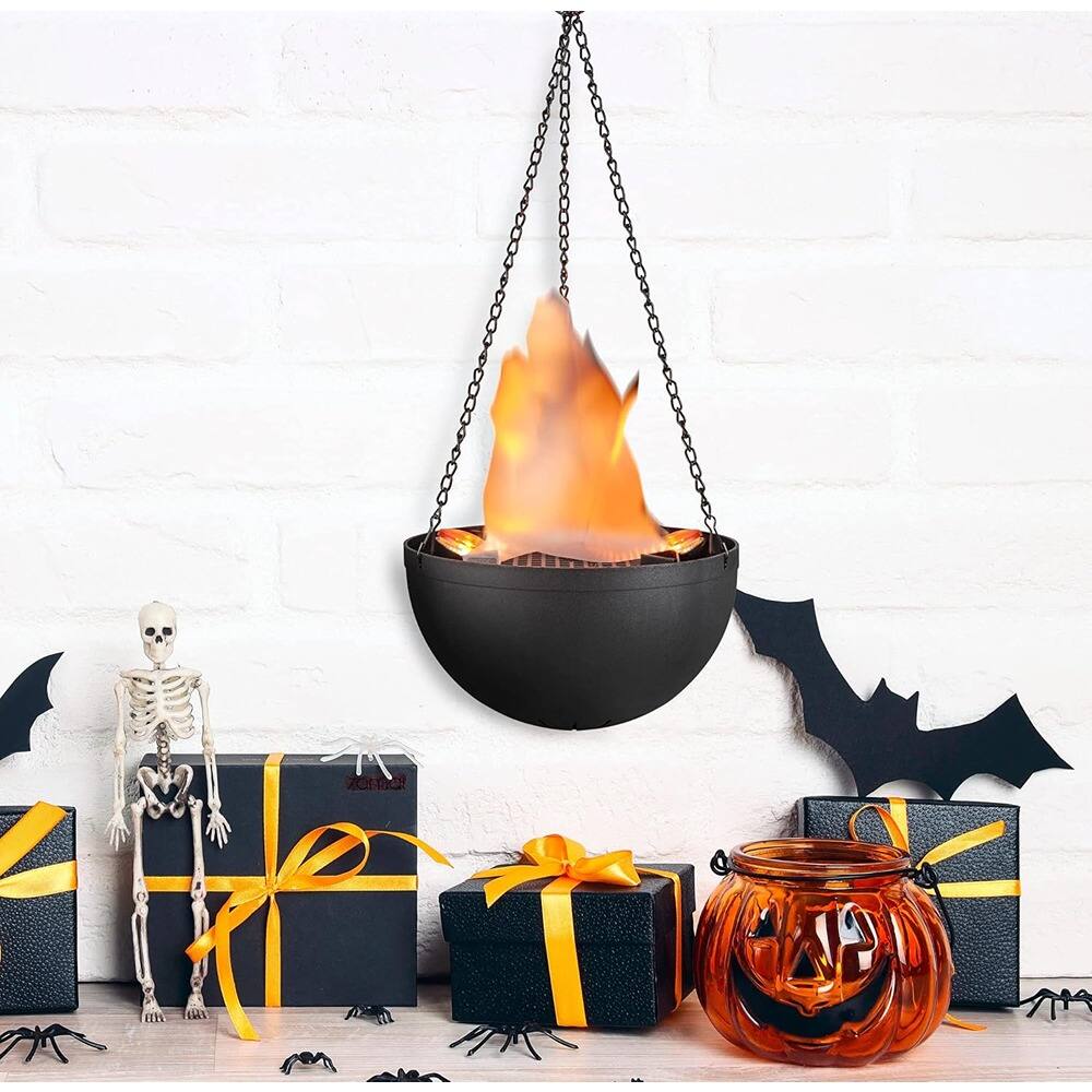 Alt View 1. MOSZAR LLC - Aspen Creative Hanging Fire Flame Light, Black, for Halloween & Party Decor.