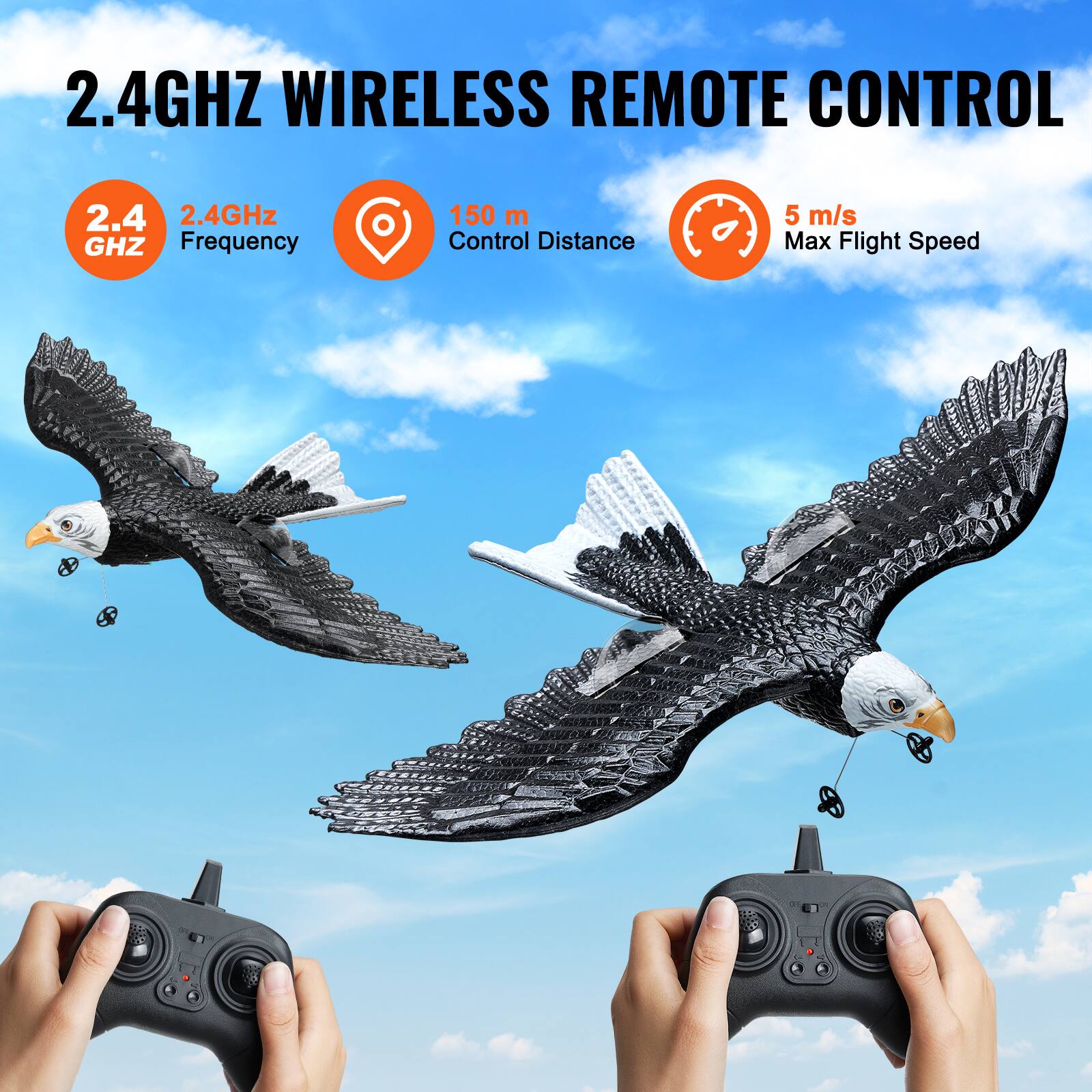 2.4GHz Wireless Remote Control

- 2.4GHz Frequency
- 150 m Control Distance
- 5 m/s Max Flight Speed