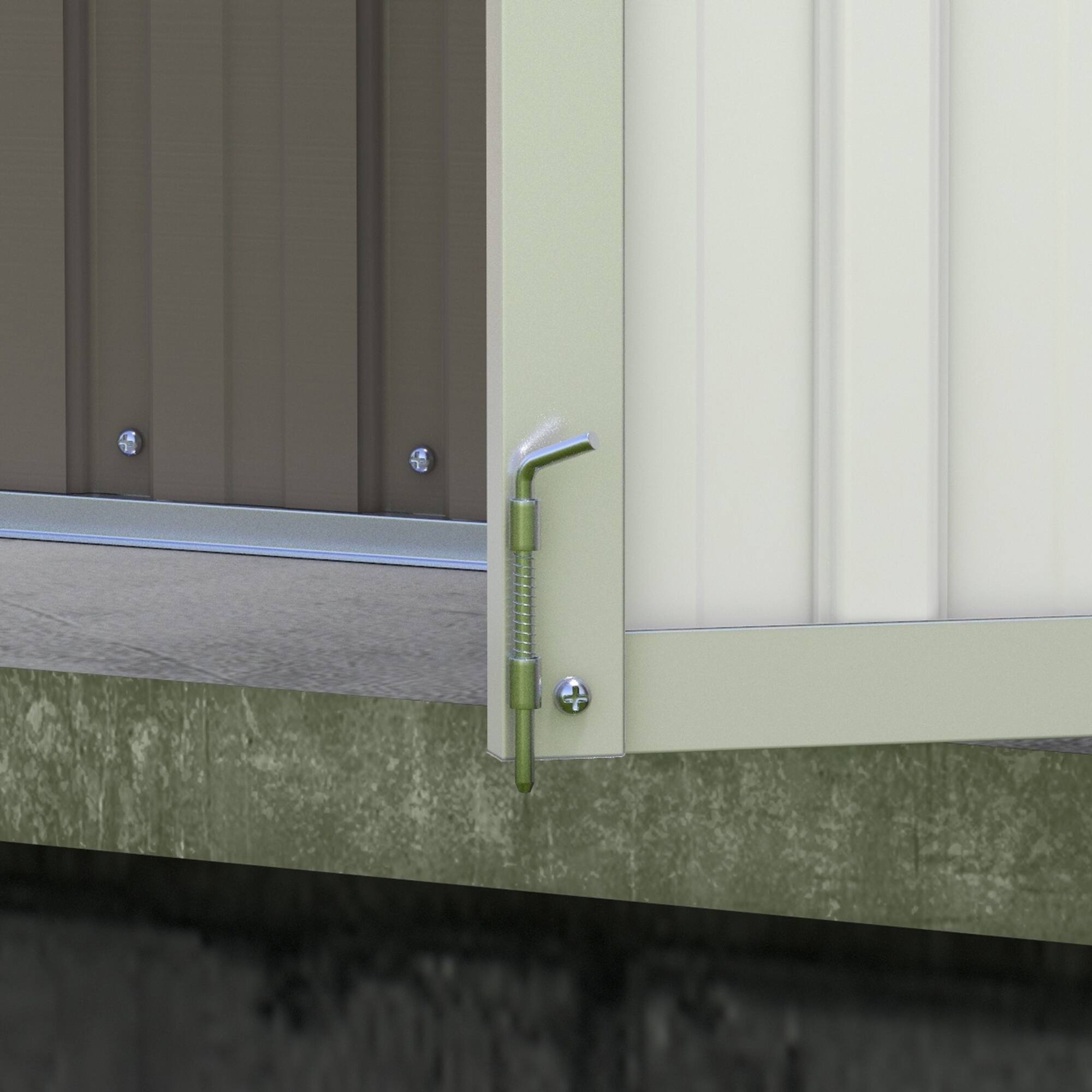 Alt View 8. Outsunny - 11.2' x 5.6' Outdoor Storage Shed, Galvanized Metal Utility Garden Tool House, Lockable Door for Backyard - Light Gray.