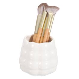 Unique Bargains - Ceramic Makeup Brush Holder, Round Desktop Pen Holder for Makeup Brushes, Forks and Pencils - For Vanity Bathrooms - White