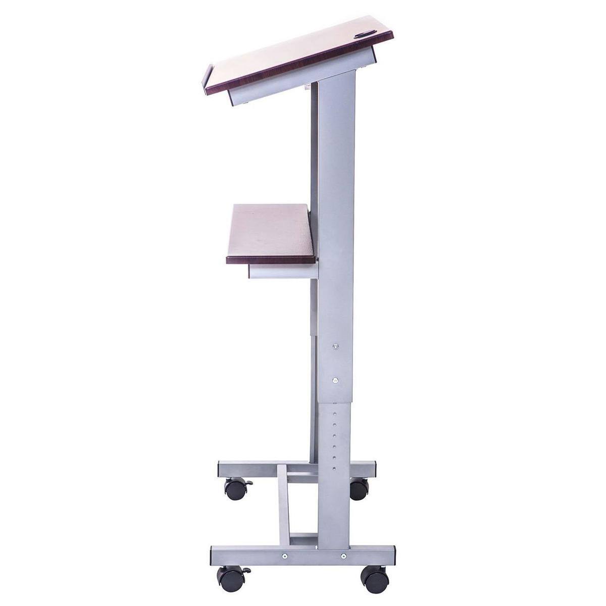 Alt View 1. Luxor - Luxor Rolling Adjustable Height Lectern Podium, 23x16" - Dark Walnut.