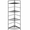Front. Costway - 4 Tier Folding Metal Shelf Plant Stand Storage Open Shelf Corner Display Rack - Black.