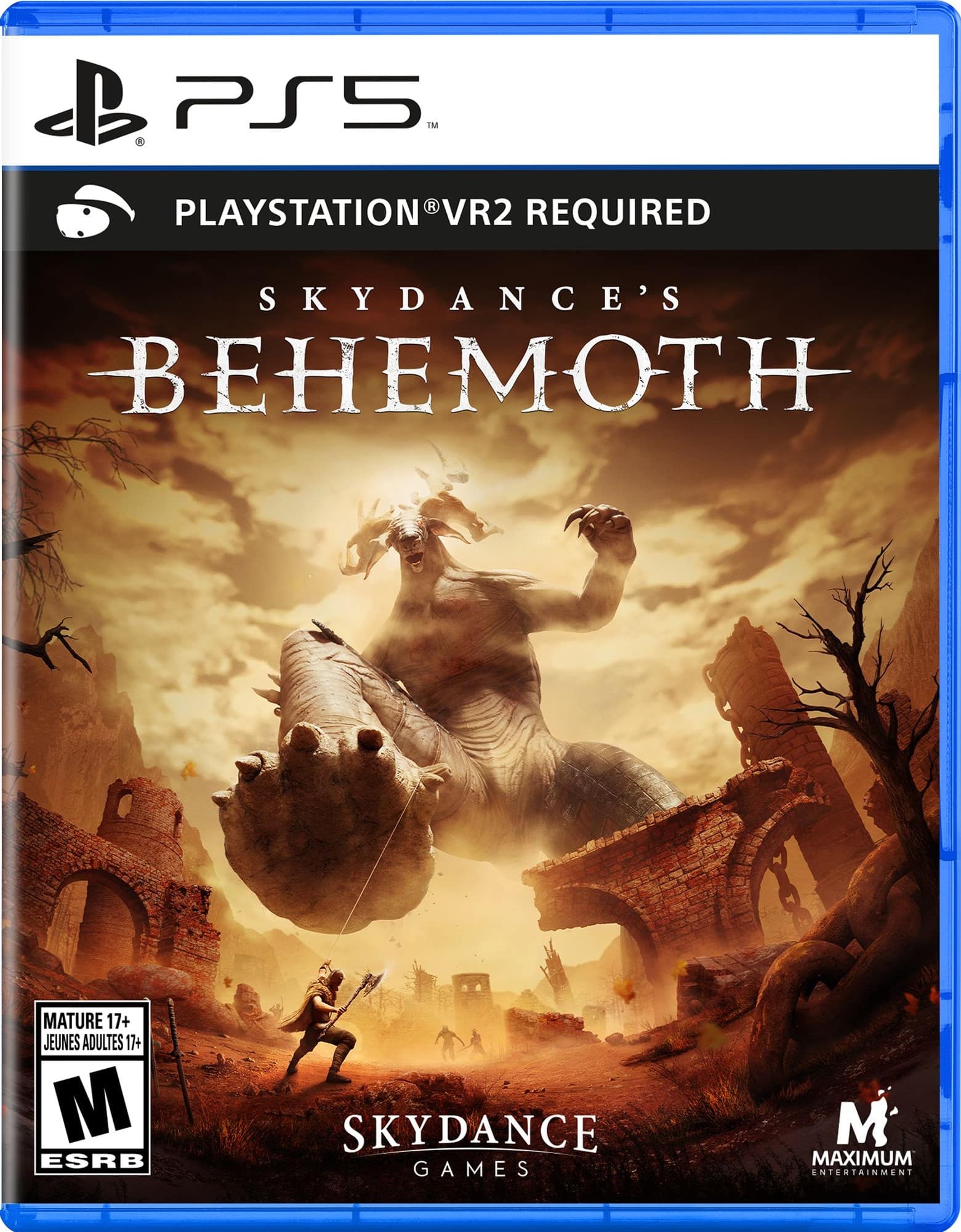 PS5 IM d0 R PLAYSTATION VR2 REQUIRED SKYDANCE'S BEHEMOTH MATURE 17+ JEUNES ADULTES 17+ M ESRB SKYDANCE GAMES M MAXIMUM ENTERTAINMENT