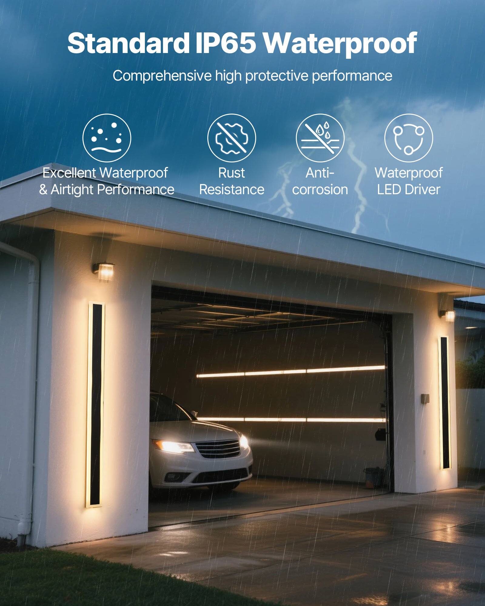 Standard IP65 Waterproof  
Comprehensive high protective performance  

- Excellent Waterproof & Airtight Performance  
- Rust Resistance  
- Anti-corrosion  
- Waterproof LED Driver