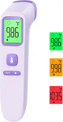 Core Tech - No-Touch Infrared Digital Forehead and Object Thermometer with Fever Alarm and Silent Mode - Purple
