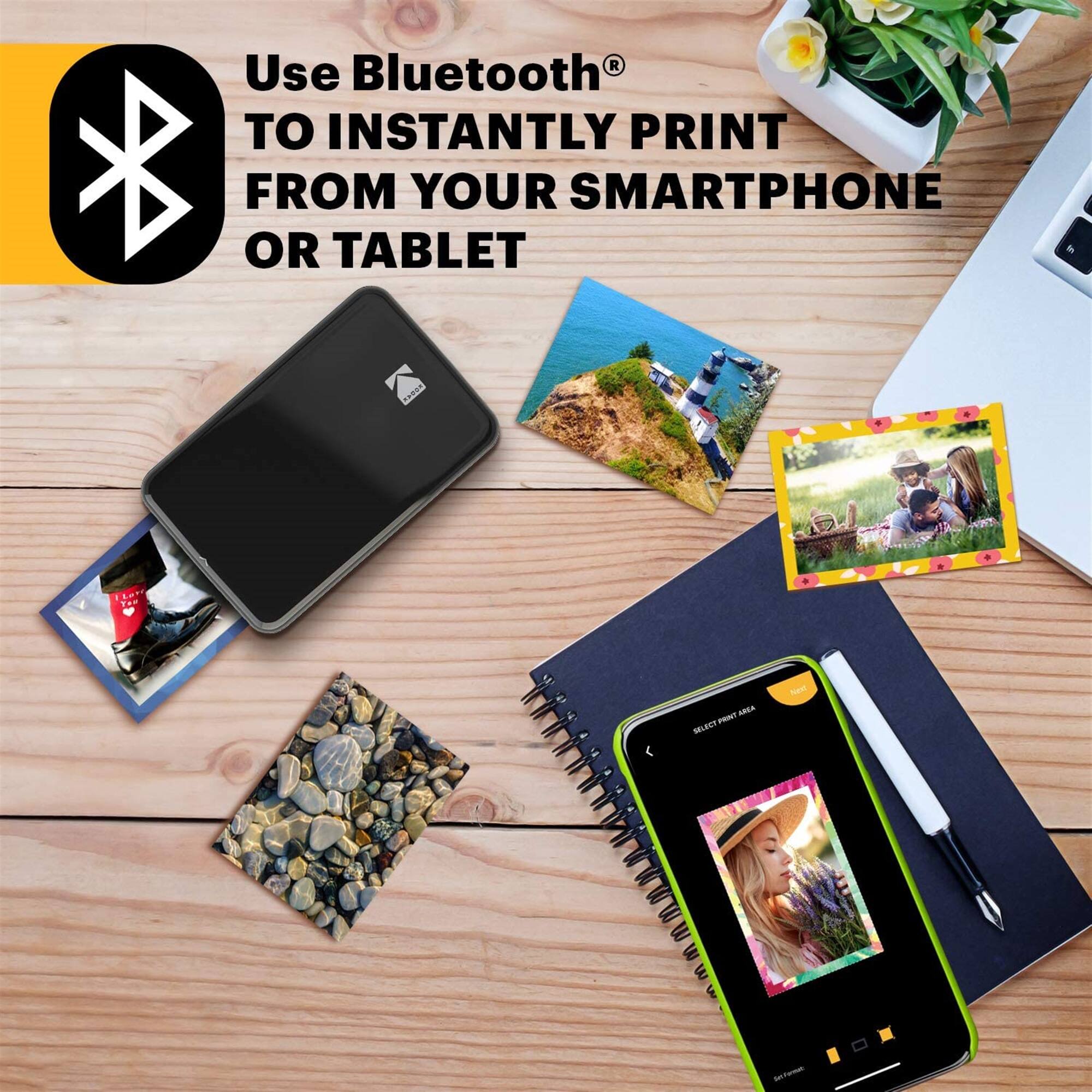 Use Bluetooth to instantly print from your smartphone or tablet.