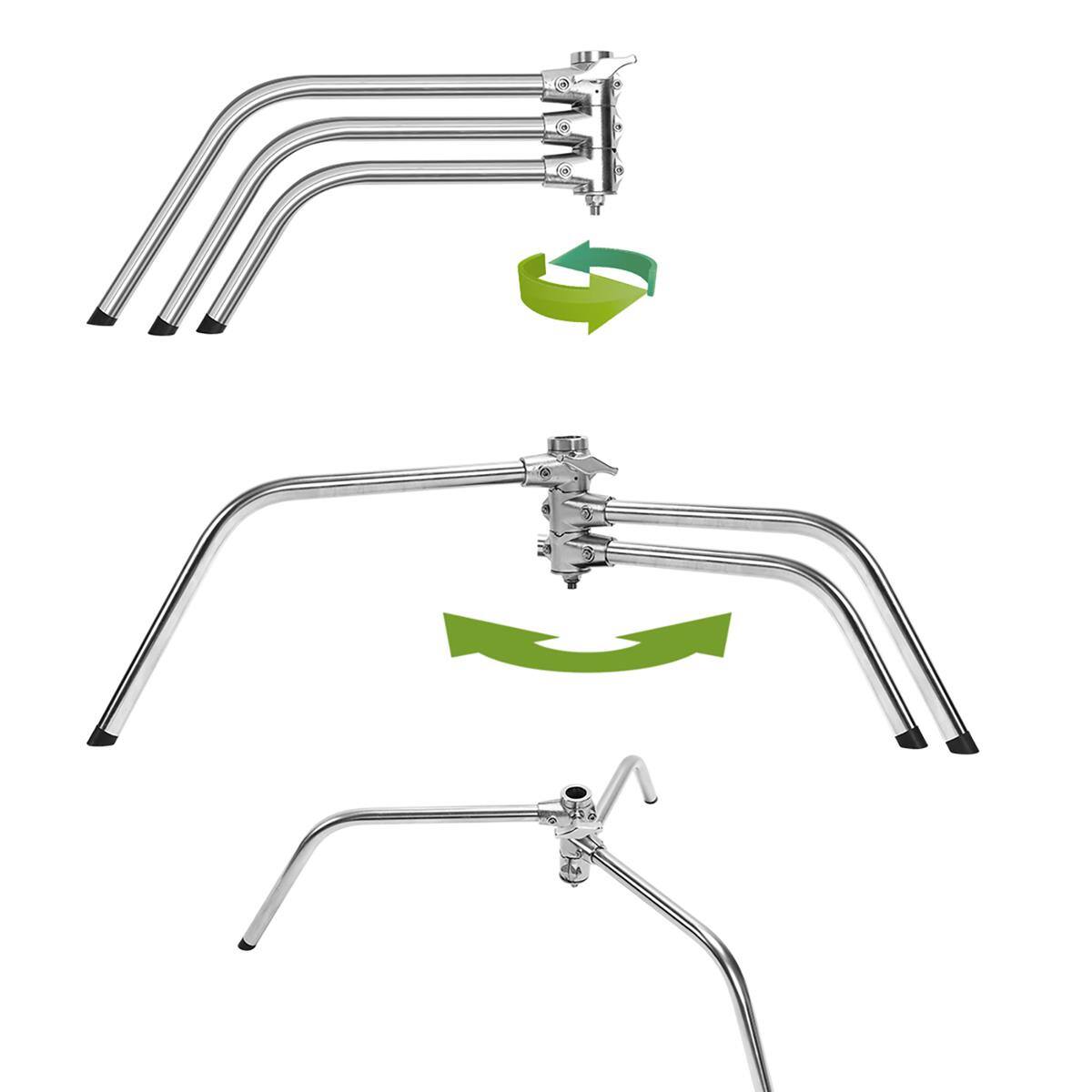 Alt View 3. GVM - GVM Great Video Maker C330 10.5' Turtle Base C-Stand and Grip Arm Kit, Chrome, 2-Pack.