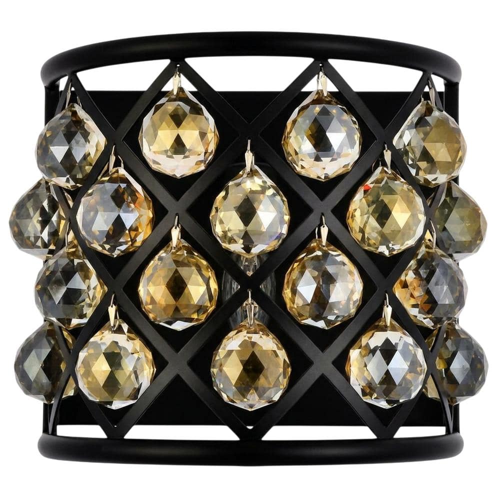 Urban Classic - Madison 1 light Wall Sconce Golden Teak (Smoky) Royal Cut Crystal - Matte Black price history on PriceWatchPro