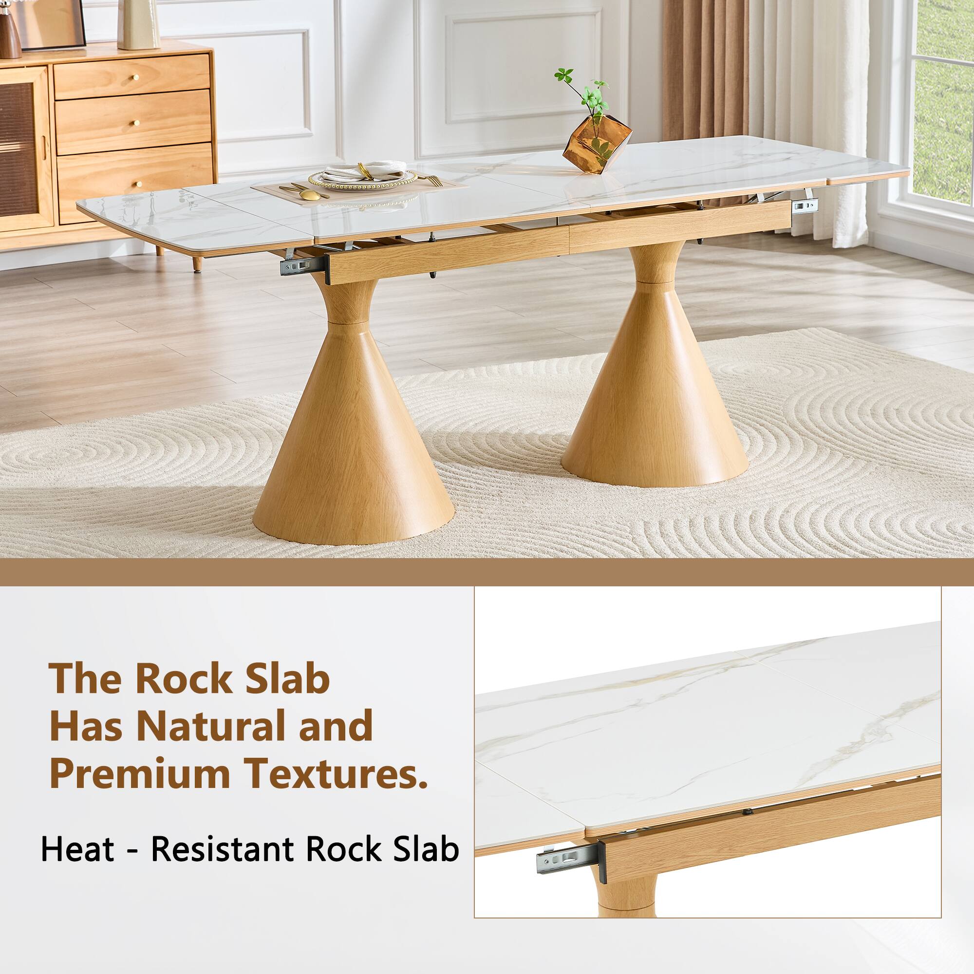 The Rock Slab Has Natural and Premium Textures.  
Heat-Resistant Rock Slab