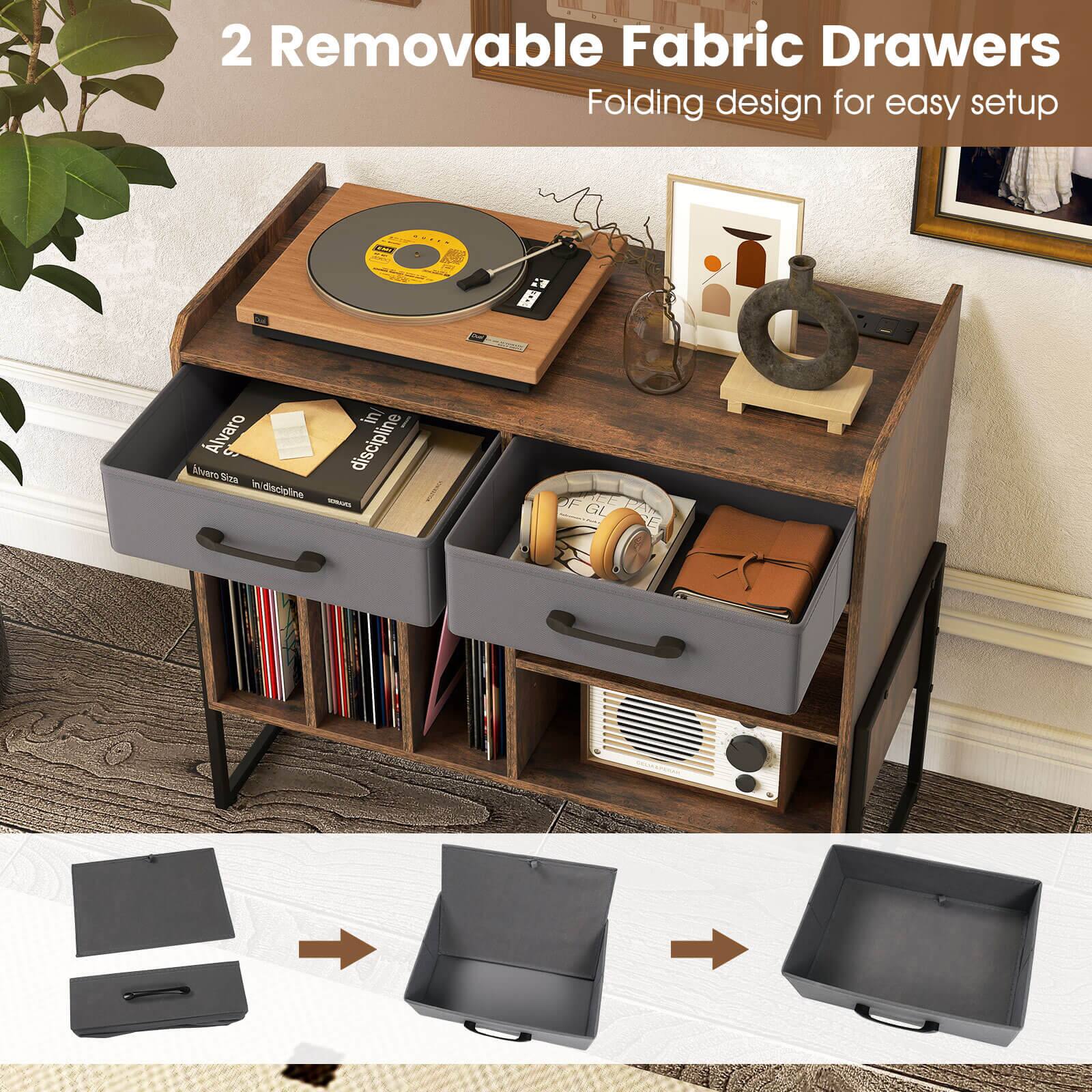 2 Removable Fabric Drawers  
Folding design for easy setup