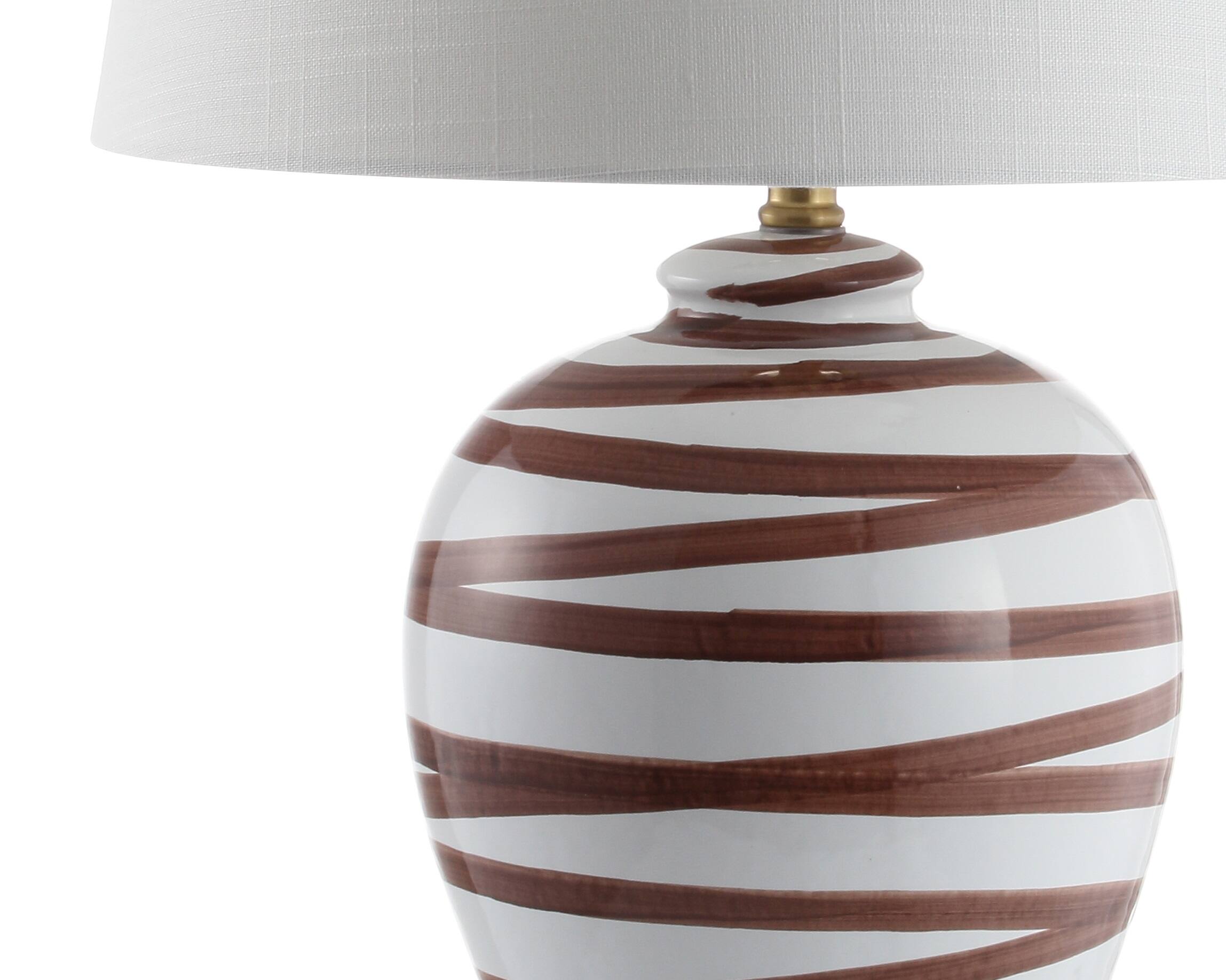 Alt View 6. Jonathan Y - Joelie 29" Ceramic LED Table Lamp, Brown/White - Brown/White.